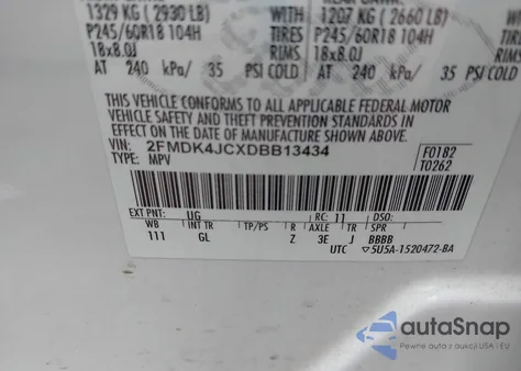 2013 Ford Edge Sel z USA, uszkodzony, nr VIN 2FMDK4JCXDBB13434